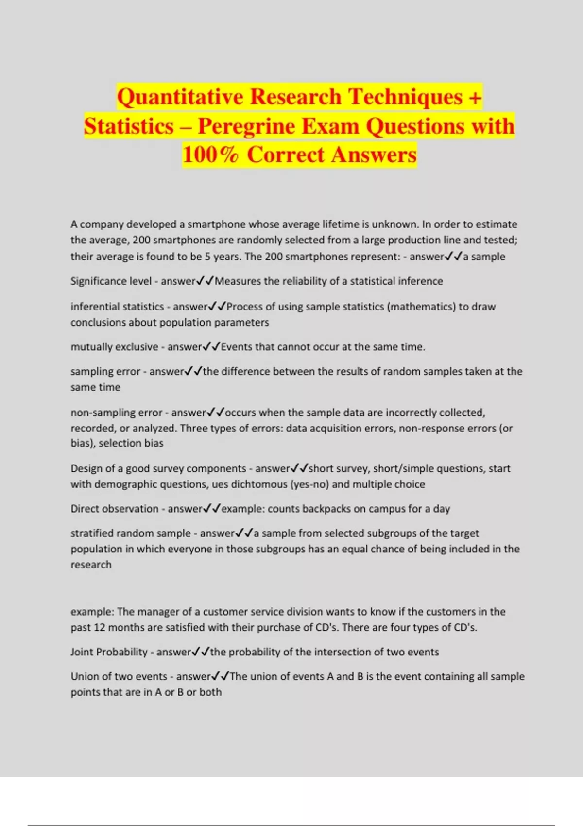 Quantitative Research Techniques + Statistics – Peregrine Exam ...