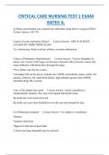 CRITICAL CARE NURSING TEST 1 EXAM  RATED A&period;