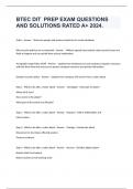 BTEC DIT  PREP EXAM QUESTIONS AND SOLUTIONS RATED A&plus; 2024