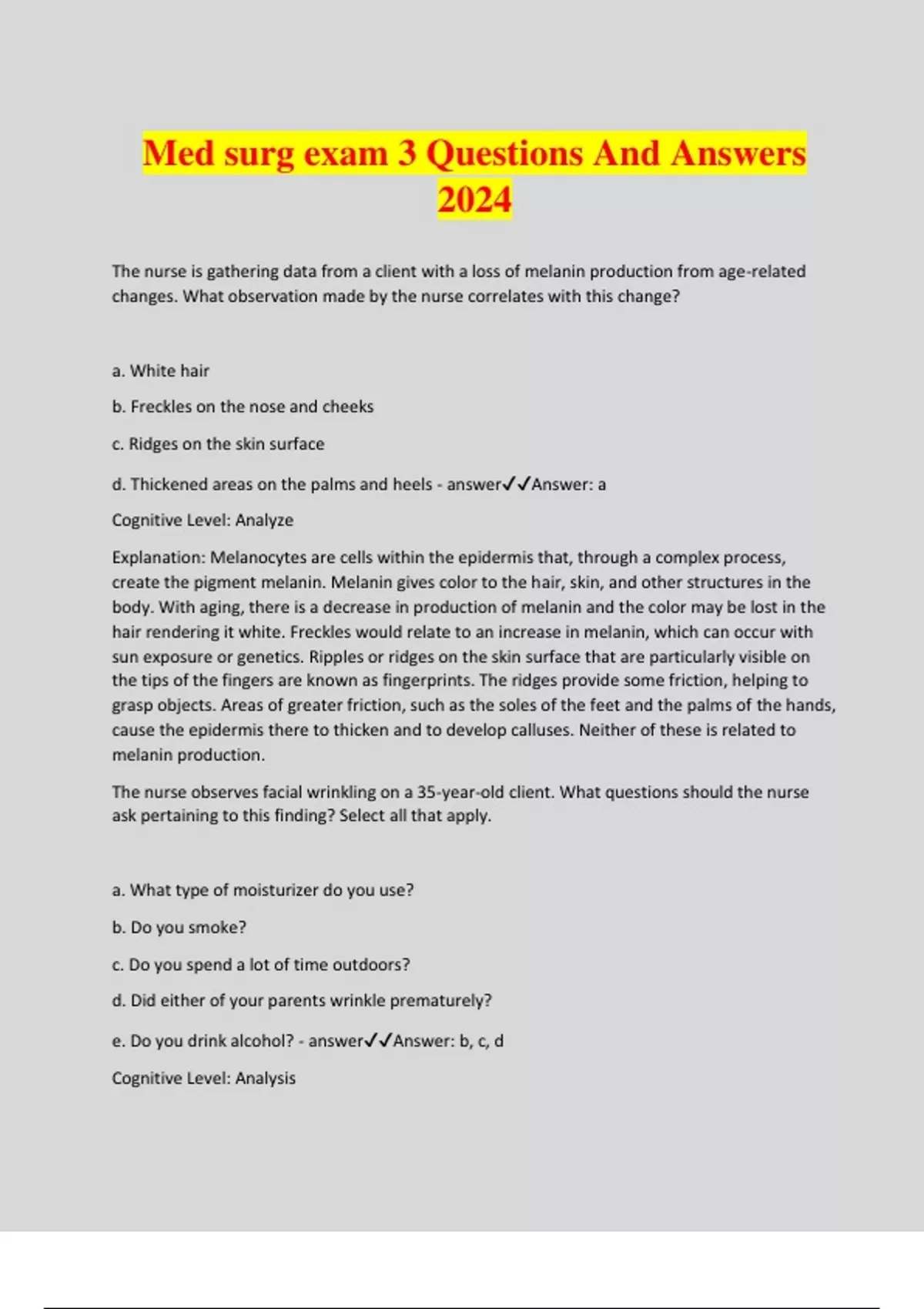 Med surg exam 3 Questions And Answers 2024 - Nurs 242 - Stuvia US