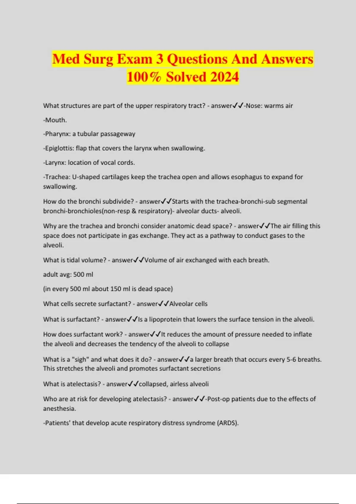 Med Surg Exam 3 Questions And Answers 100% Solved 2024 - Nurs 242 ...