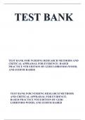 TEST BANK FOR NURSING RESEARCH METHODS AND CRITICAL APPRAISAL FOR EVIDENCE- BASED PRACTICE 9TH EDITION BY GERI LOBIONDO-WOOD&comma; AND JUDITH HABER
