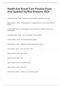 Health And Social Care Practice Exam And Updated Verified Answers 2024&period;