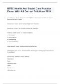 BTEC Health And Social Care Practice Exam  With All Correct Solutions 2024