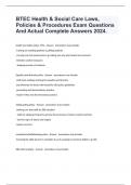 BTEC Health & Social Care Laws&comma; Policies & Procedures Exam Questions And Actual Complete Answers 2024&period;