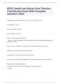BTEC Health and Social Care Theories Final Review Exam With Complete Solutions 2024&period;