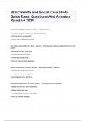 BTEC Health and Social Care Study Guide Exam Questions And Answers Rated A&plus; 2024&period;
