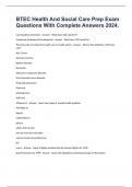 BTEC Health And Social Care Prep Exam Questions With Complete Answers 2024&period;