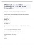 BTEC Health and Social Care Comprehensive Exam And Actual Answers 2024&period;
