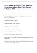 BTEC Health And Social Care  Physical Development Prep Exam With Correct Solutions 2024&period;