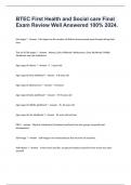 BTEC First Health and Social care Final Exam Review Well Answered 100&percnt; 2024&period;