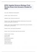 BTEC Applied Science Biology Final Review Exam And Answers Graded A&plus; 2024&period;
