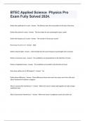 BTEC Applied Science  Physics Pro Exam Fully Solved 2024&period;