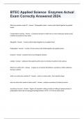 BTEC Applied Science  Enzymes Actual Exam Correctly Answered 2024