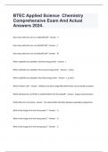 BTEC Applied Science  Chemistry Comprehensive Exam And Actual Answers 2024&period;