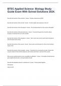 BTEC Applied Science  Biology Study Guide Exam With Solved Solutions 2024&period;
