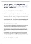 Applied Science Tissue Structure & Function Prep Questions And Answers Already Passed 2024&period;