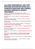 2024 NEW ORNAMENTAL AND TURF PESTICIDE APPLICATORS EXAM 100&percnt; COMPLETE QUESTIONS AND CORRECT ANSWERS VERIFIED BY EXPERTS TOPSCORE&excl;&excl;&excl;&excl;