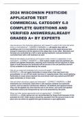 2024 WISCONSIN PESTICIDE APPLICATOR TEST COMMERCIAL CATEGORY 6&period;0 COMPLETE QUESTIONS AND VERIFIED ANSWERS-ALREADY GRADED A&plus; BY EXPERTS 