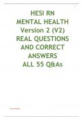 HESI RN MENTAL HEALTH Version 2 (V2) REAL QUESTIONS AND CORRECT ANSWERS ALL 55 Q&As