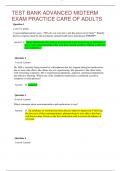 TEST BANK ADVANCED MIDTERM EXAM PRACTICE CARE OF ADULTS A&plus; guaranteed grade
