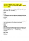ISC2 Certified In Cybersecurity &lpar;CC&rpar; Practice Exam Questions with 100&percnt; Correct Answers 2024&period;