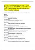 &lpar;ISC&rpar;2 Certified In Cybersecurity - Exam Prep Questions With 100&percnt; Correct Answers 2024&comma; 598 Questions and Correct Answers&comma; With Complete Solution&period;