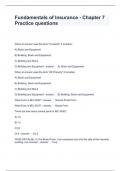 Fundamentals of Insurance - Chapter 7 Practice questions with correct answers 