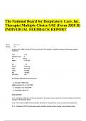 The National Board for Respiratory Care, Inc. Therapist Multiple-Choice SAE (Form 2020 B) INDIVIDUAL FEEDBACK REPORT (Questions and Answers) 2024/2025