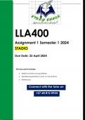 LLA400 (STADIO) Assignment 1 (QUALITY ANSWERS) Semester 1 2024 - DUE 22 April 2024