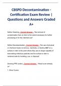 CBSPD Decontamination - Certification Exam Review | Questions and Answers Graded A+