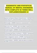DIAGNOSTIC AND STATISTICAL MANUAL OF MENTAL DISORDERS WITH COMPLETE 90 TERMS WELL EXPLAINED/GRADED A+ 