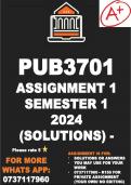 PUB3701 Assignment 1 Semester 1 2024 Solutions