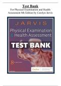 Test Bank For Physical Examination and Health Assessment 8th Edition by Carolyn Jarvis | All Chapters | A+ COMPLETE GUIDE 