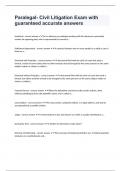 Paralegal- Civil Litigation Exam with guaranteed accurate answers