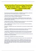 Understanding Pharmacology Essentials  for Medication Safety &ndash; Midterm Exam  2024&vert; CORRECT QUESTIONS AND  ANSWERS