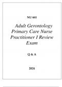 NU 661 ADULT GERONTOLOGY PRIMARY CARE NURSE PRACTITIONER I REVIEW EXAM Q & A 2024