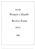 NU 641 WOMEN'S HEALTH REVIEW EXAM Q & A 2024 HERZING.