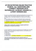ATI RN NUTRITION ONLINE PRACTICE EXAM B &vert; ALL QUESTIONS AND CORRECT ANSWERS WITH RATIONALES &vert; ALREADY GRADED A&plus; &vert; LATEST VERSION 2024