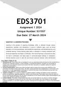 EDS3701 Assignment 1 (ANSWERS) 2024 (531557)- DISTINCTION GUARANTEED