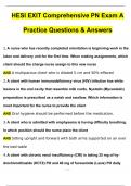 EXIT HESI - Comprehensive PN Exam A Practice 20242025 Updated Questions & Answers | with 100% Correct Answers | Updated & Verified