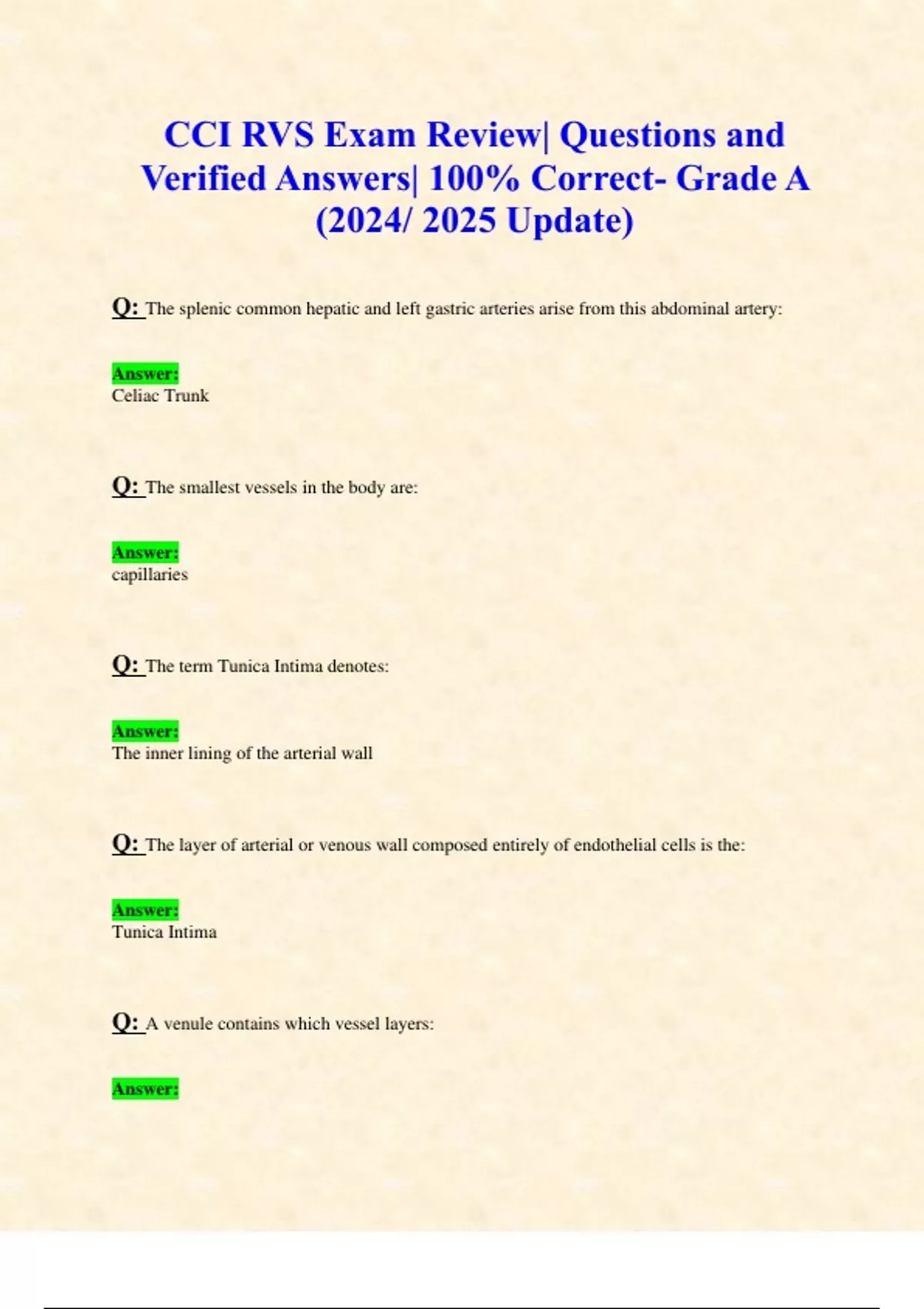 CCI RVS Exam Review Questions and Verified Answers 100 Correct Grade A (2024/ 2025 Update