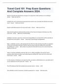 Travel Card 101  Prep Exam Questions And Complete Answers 2024&period;