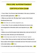 Procore Superintendent Certification Exam Latest 2024 Questions & Answers | with 100% Correct Answers | Updated & Verified