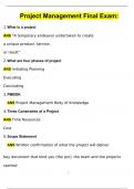 Project Management Procore Final Exam Latest 2024 Questions & Answers &vert; with 100&percnt; Correct Answers &vert; Updated & Verified