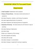 SHADOW HEALTH Focused Exam Depression Questions with Correct Answers