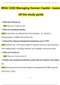 WGU C202 Managing Human Capital - based off the study guide Latest 2024 Questions & Answers | with 100% Correct Answers | Updated & Verified