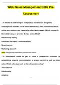 WGU D099 Sales Management Pre-Assessment Exam Latest 20242025 Update
