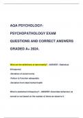 AQA PSYCHOLOGYPSYCHOPATHOLOGY EXAM  QUESTIONS AND CORRECT ANSWERS  GRADED A+ 2024.