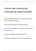 ECON 201 FINAL EXAM 2023-2024  QUESTIONS AND CORRECT ANSWERS